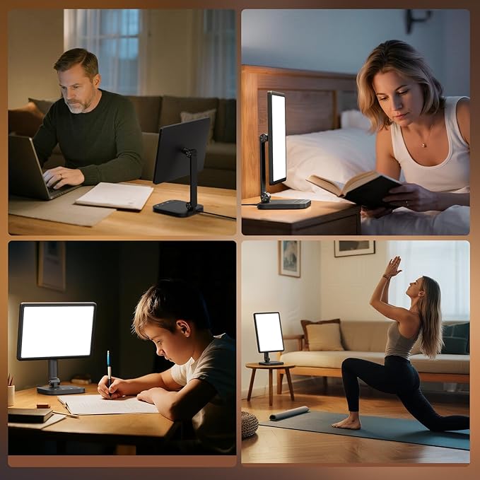 Sun Lamp, 12000 Lux UV-Free Light Therapy Lamp with 5 Adjustable Brightness Levels/6 Timer/Remote Control,180° Free Rotable Heavy Base Smart Plug for Home Office