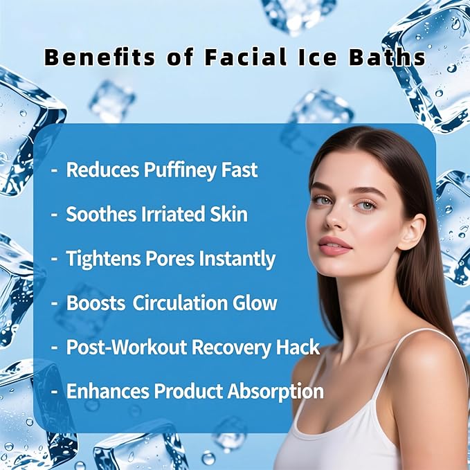 Silicone Face Bowl for Ice with Built-in Icetray, Collapsible Face Ice Bath Bowls for Home&Travel Ice Water Facials, Ice Face Bowls for Cold Plunge Therapy, Skin Tightening (M-Black)