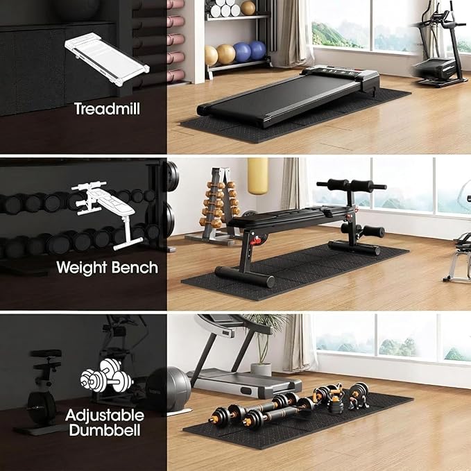 Walking Pad Mat for Carpet, 68"x24" Treamill Mat for Hardwood Floors, High Density, 0.2" Thickness, Folable, Floor Protection Mats for Bike, Elliptical, Treadmill