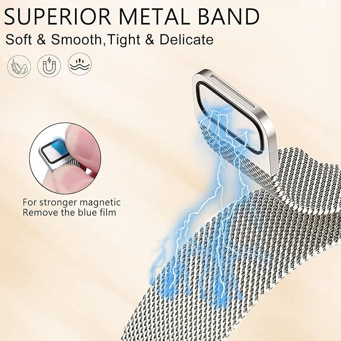 surundo Compatible with Fitbit Charge 6/Charge 5 Bands for Wmen Men, Metal Mesh Milanese Loop Adjustable Strap Replacement for Fitbit Charge 6/Charge 5 Advanced Fitness & Health Trackers