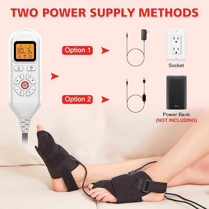 JOBYNA 2PCS in.frared L.Ight T.herapy Bunion Corrector for Women & Men, 660nm Red L.Ight & 850nm I.nfrared L.Ight Big Toe Straightener for Bunion P.a.i.n R.e.l.i.e.f, Adjustable Temperature & Time