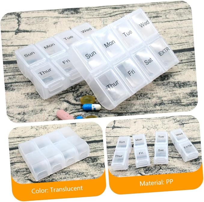 GLEAVI 2pcs Weekly Detachable Organizer Eight Container for Convenient Medicine Management Travel-Friendly Storage Box for Vitamins and Items
