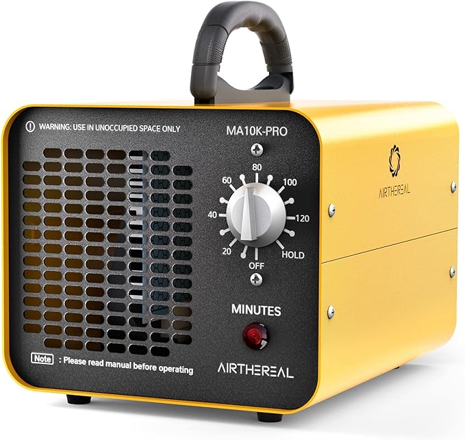 Airthereal MA10K-PRO Ozone Generator - High Capacity O3 Machine for Areas of 3500+ Square Feet, Home Ionizer Odor Remover, Yellow