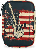 American Flag Music Guitar Travel Pill Organizer Box Weekly Portable Pill Case Daily Pills 7 Day Small Birth Control Pills Container Removable Compartments for Medicine Vitamins Fish Oil