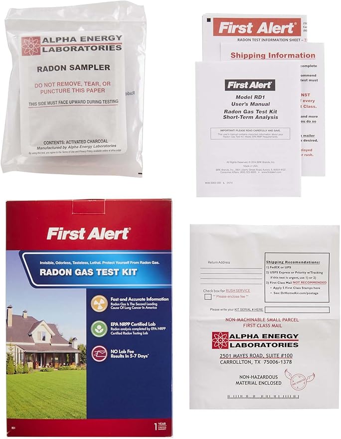 First Alert Radon Gas Test Kit,RD1,(Pack of 6)