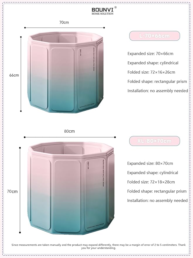 85 Gallon Foldable Portable Bathtub Adult - 31.5"L x 27.5"H Collapsible Ice Bath Tub for Athletes & Fitness Lovers, Portable Cold Plunge Tub for Recovery at Home, Outdoor Camping & Gym Settings