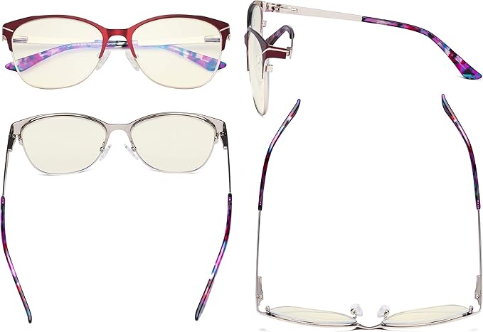 Eyekepper Blue Light Glasses - Semi Rimless Digital Eyeglasses for Women Blocking Computer Screen UV Rays