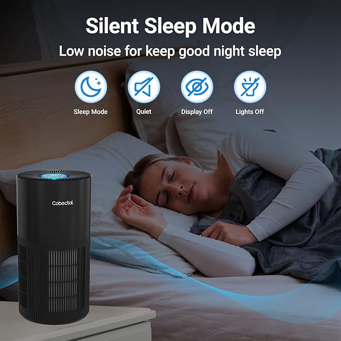 Air Purifiers for Home Large Rooms, Cobectal Air Cleaner with 3-in-1 Filter Covers up to 1650ft², Air Quality Sensor, Aroma Function & Sleep Mode, Pet Air Purifier, Black