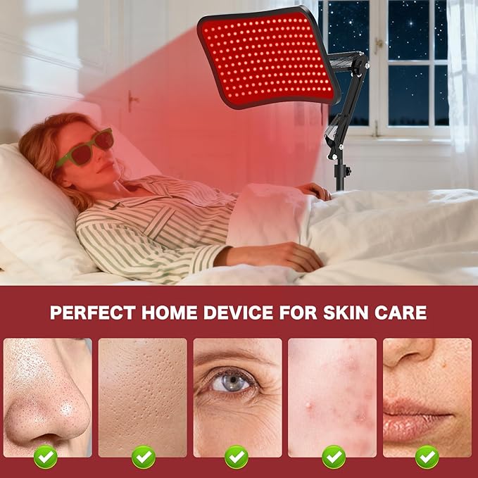 Red Light Therapy for Face Body, Advanced 2-in-1 Red Light Therapy Lamp with Desktop Stand, Tri-Wavelength 660nm, 850nm, 940nm Infrared Light Panel with Timer for Skin Care, Full Body Pain Relief
