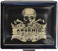 7 Days Chromed Shiny Silver Pill Organizer with Mirror Inside Has 8 Separate Compartments Rectangle 7 Days Pill Box Pill Case (Vintage Arsenic Skull Poison)