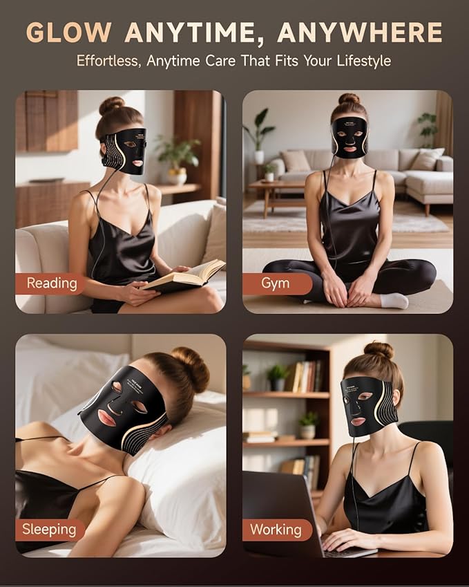 Red Light Therapy Mask for Face, 7 Colors LED Face Mask Light Therapy with Rechargeable Remote, Portable Anti-Aging & Skin Rejuvenation Device for Home Use or Travel, Ideal Gift for Women