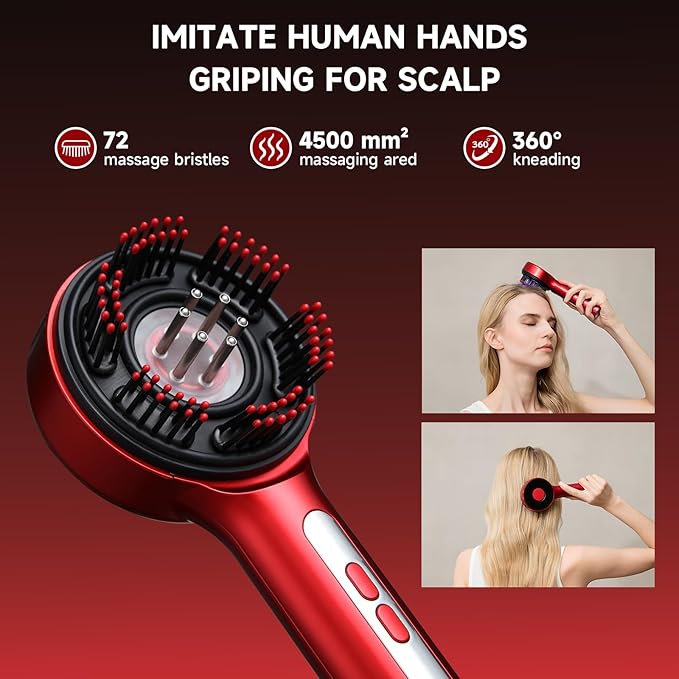 Trvtve 3-in-1 Electric Scalp Massage Comb, Hair Oil Applicator, Five-Level Head Scratching, Soothing and Relaxing to Prevent Hair Loss, Portable Home Massage Comb for Men and Women, Ipx7 Waterproof