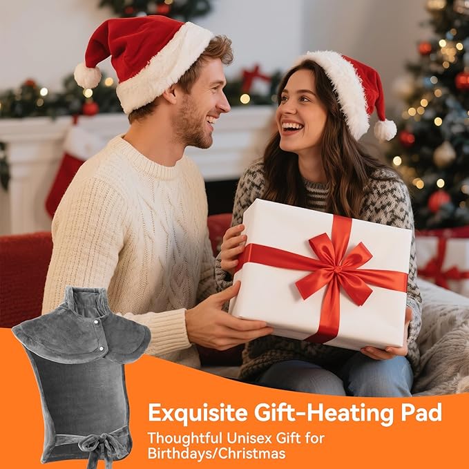 Electric Heating Pad for Neck and Shoulders Back Heating Pad with 9 Heat Levels Auto Timer Portable Heat Wrap for Neck Shoulder Back for Women/Men Relaxing Grey