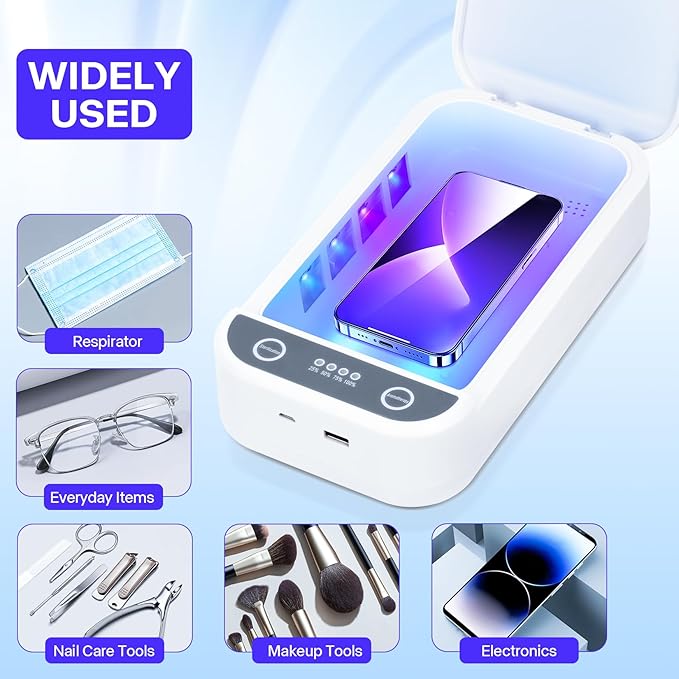 Sterilizer Box for Nail Tools & Phone Accessories-USB-Powered Portable Cleaning Box for Scissors, Jewelry, Tweezers - Manicure Salon & Home Use Sterilization Machine