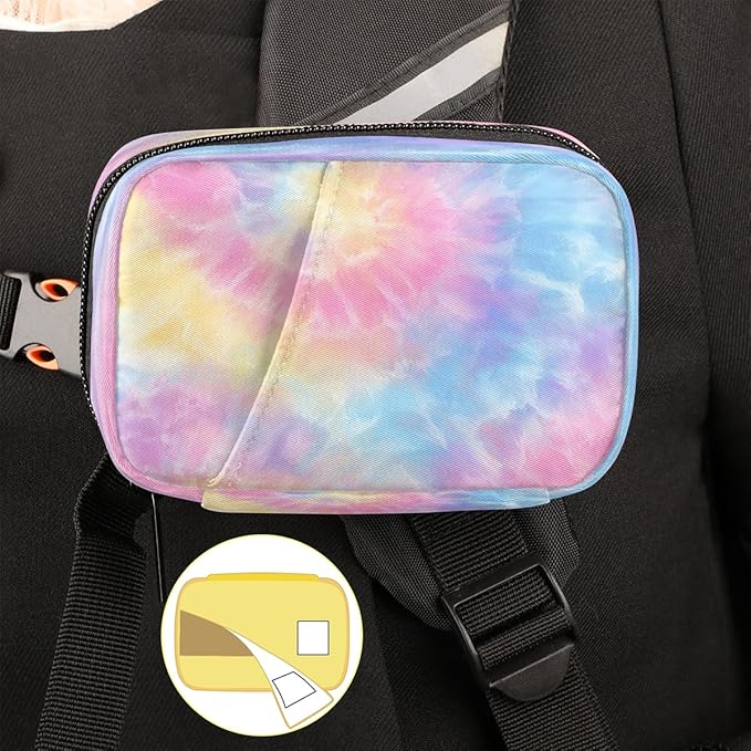 Weekly Travel Pill Organizer Case for Purse with Removable 7 Day Box Portable Compact Size Pill Box Fashionable Pill Container for Medicine Vitamin Supplement Tie Dye Pink Cute