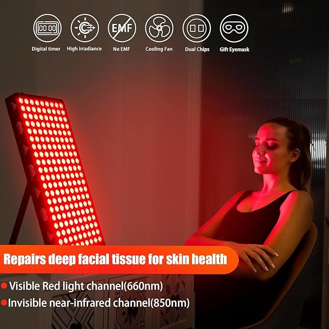 2025 Red Light Therapy Device, Red 660nm & Near Infrared 850nm, Full-Body Light Therapy Panels for Face with Pain, Skin, Recovery, Sleep, Performance