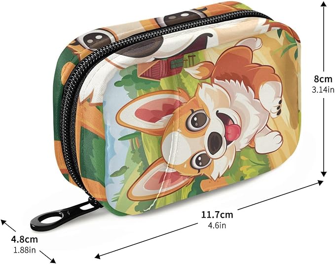 Farm Corgi Dog Travel Pill Organizer Weekly Small (Cute) Pill Box 7 Day Pill Case Vitamin Holder Pill Bottle Organizer
