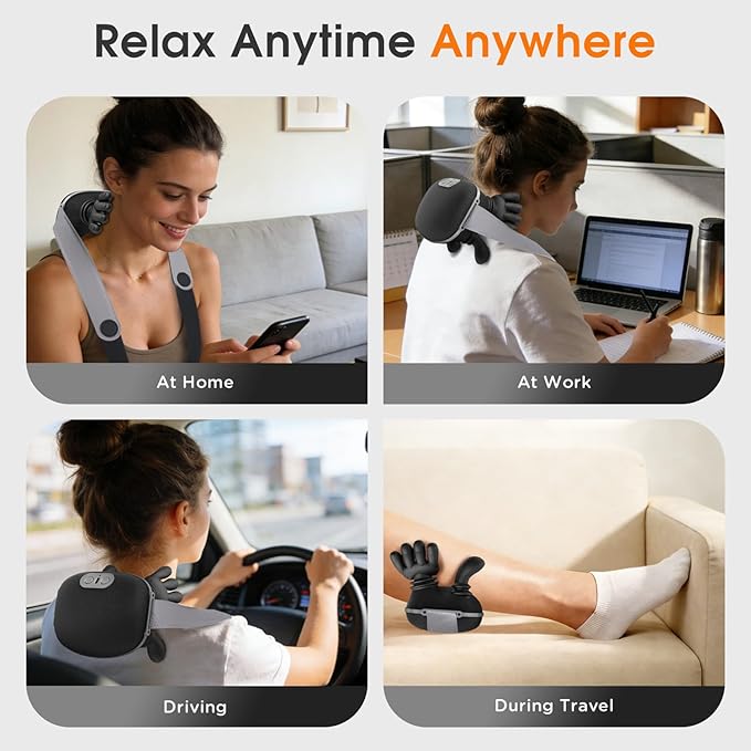 Bionic Neck Massager with Heat,Massager 4D Kneading Massager for Body Muscle Pain Relief,Deep Tissue Neck and Shoulder Massager,Gifts for Men Women Neck Relaxation