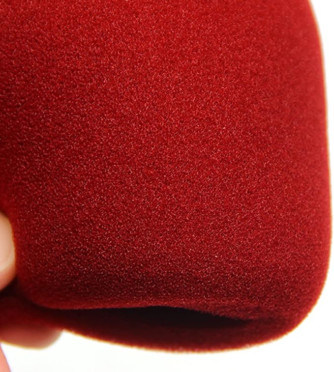 Fielect 2Pcs Microphone Cover Sponge Foam Mic Cover Handheld Microphone Windscreen Shield Protection Micro Foam Filter Wine Red for KTV Broadcasting