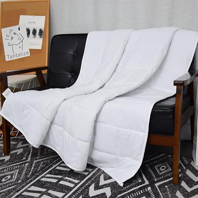 Weighted Blanket 15lbs Twin Size White 48"x72" Weighted Blankets for Adults Heavy Blanket are Comfortable and Cozy