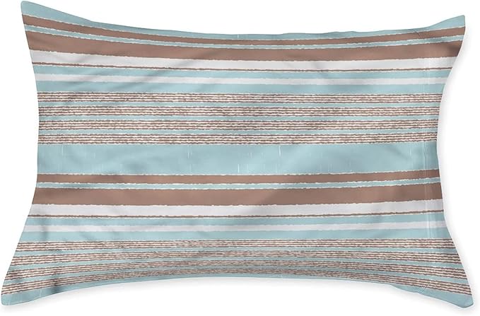 Decorative Bedding Sheet Set King Size, Aqua Deep Pockets Fitted Sheet & 2 Pillowcases Set(No Flat Sheet), Horizontal Stripes Lines Print Microfiber 3pc Bed Sheets Set, for Kids & Adults Bedding