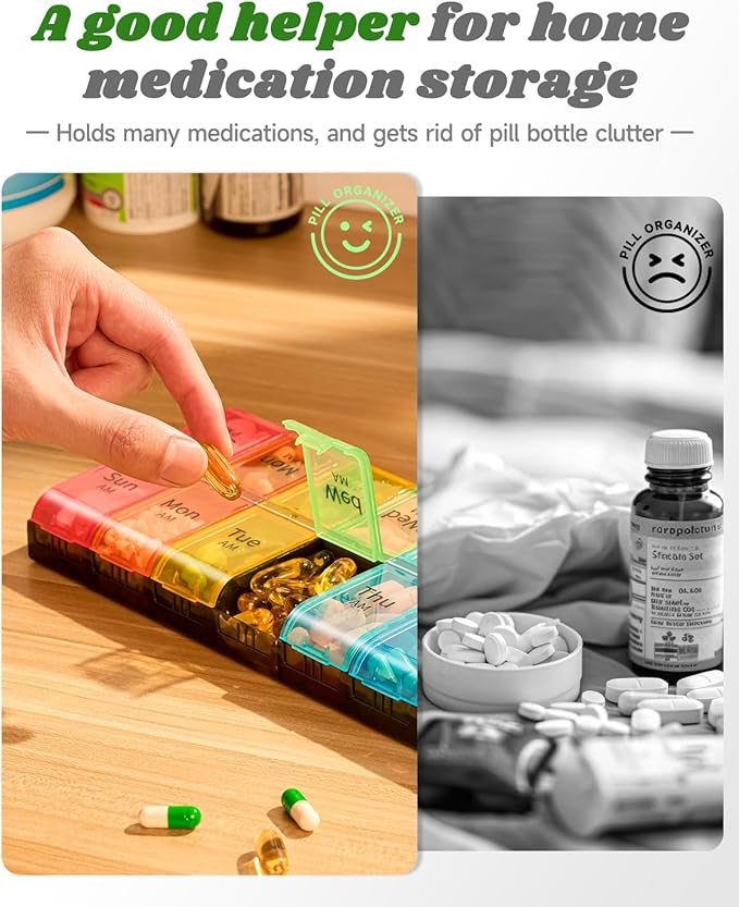 （2 Pack Set） Colorwing Extra Large Pill Organizer 2 Week Solution