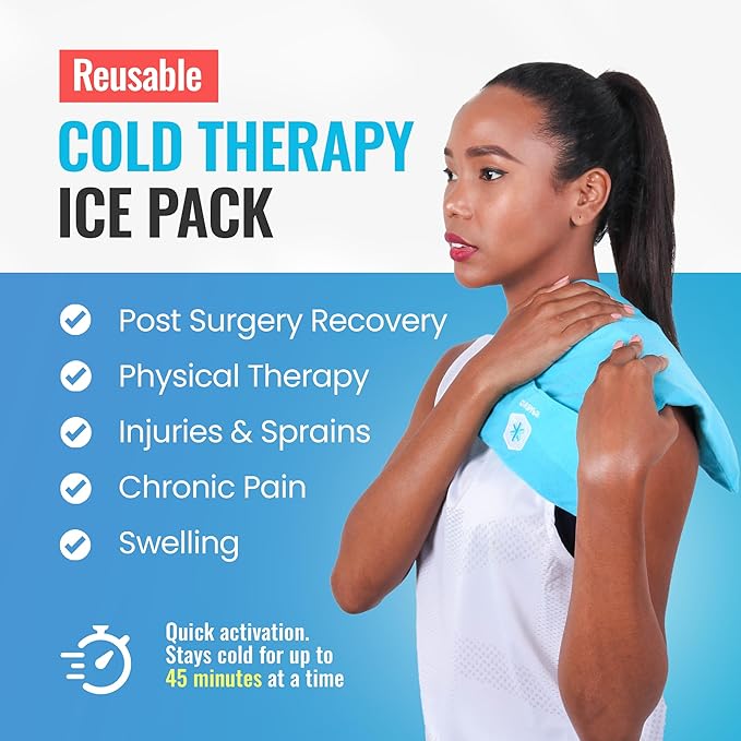 ICEWRAPS 10" x 14" Reusable Ice Pack with Soft Fabric Cover, Flexible Cold Therapy Clay Pack for Knee & Back Swelling, Injury & Chronic Pain Relief – FSA-HSA Eligible
