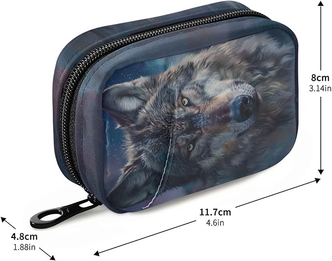 Wolf Weekly Pill Organizer Case Black Travel Portable Pill Bag for Medicine Vitamin Large Capacity Zipper Medicine Organizer