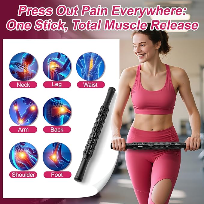 Massage Roller, Muscle Roller Stick, Therapy Roller Stick for Legs, Calf, Thigh, Lipo Roller for Relief Muscles, Deep Tissue Massage Rolling Pin for Trigger Points, Help Sore Muscle Recovery