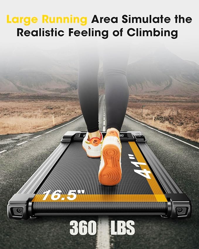 3HP Walking Pad Treadmill with 9% 5-Level Auto Incline, 360 lbs Capacity & Big LED Screen Under Desk Treadmill with Hike/Jog/Run Mode, Compact Treadmills for Home Small/Office,Assembly Free,Wider Belt