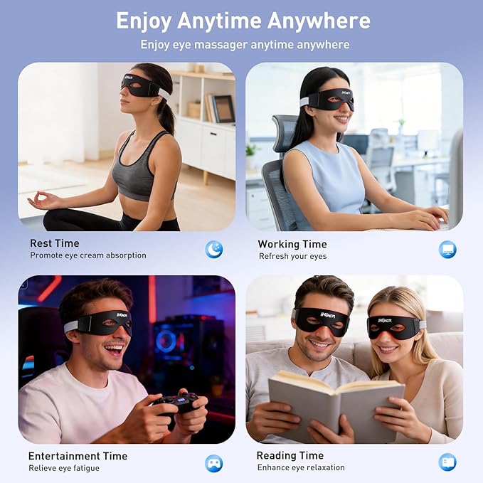 Red Light Therapy for Eyes – Red Light Therapy Glasses & Eye Pods for Eye Bags to Reduce Fine Lines, Dark Circles, and Puffiness for Men & Women – Black Middle
