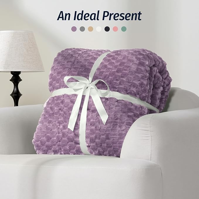 Wemore Fleece Weighted Blanket for Adults (60" x 80" 15lbs, Purple), Dual Sided Cozy Soft Sherpa Heavy Blanket, 3D Imitation Turtle Shell Warm Jacquard Flannel Weighted Blankets for Couch and Bed
