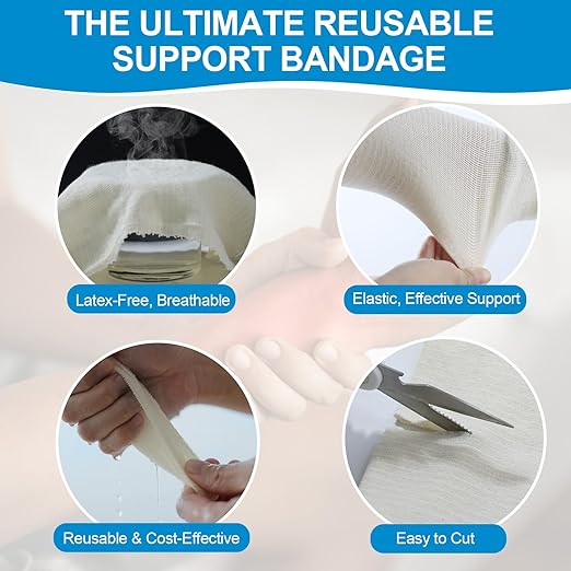 Latex-Free Elasticated Tubular Support Bandage with Stockinette Fabric, Breathable Tubular Compression Sleeve for Joint & Tissue Support on Arms, Knees, Legs (3" x 11 Yards) Size D