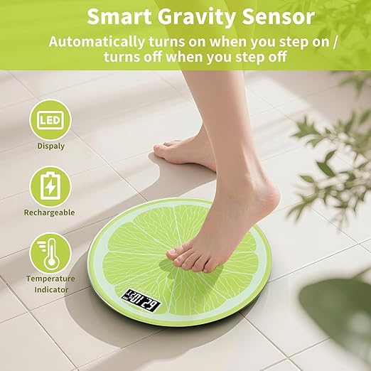 Rechargeable Bathroom Scale – Accurate Digital Weight Scale (±0.1 lb), 400 lbs Capacity, Large LED Display, No Batteries, Step-On Technology for Easy Home Use