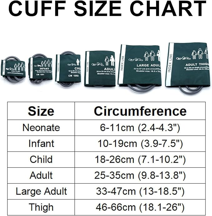 Universal NIBP Cuff with BP12 Connector for Neonate, 6-11 cm Reusable Dual Tube Nylon Replacement BP Cuff with Inner Airbag for Blood Pressure Monitor Machine
