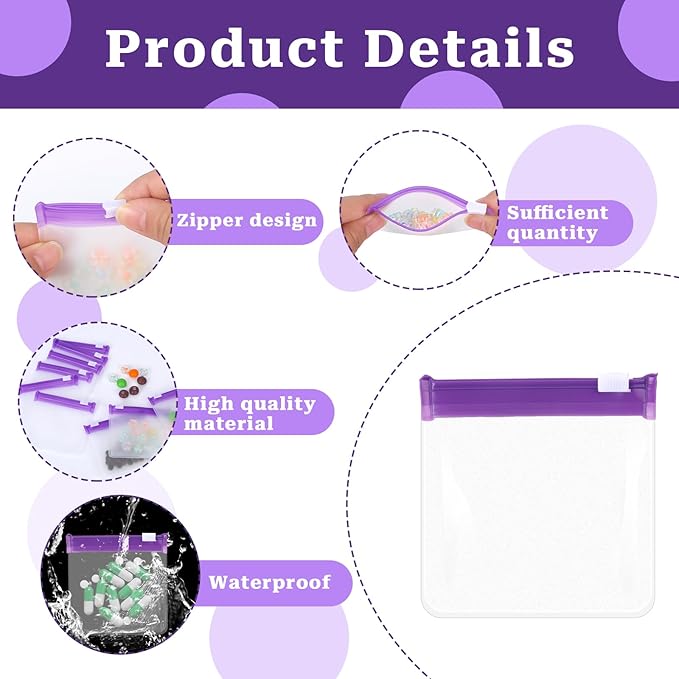24 Pcs Travel Pill Packets Pill Pouch Bags Reusable Zippered Medicine Bag Set Self Sealing Clear Plastic Medicine Organizer with Slide Lock Monday to Sunday Pill Baggies for Pills Small Items Storage,