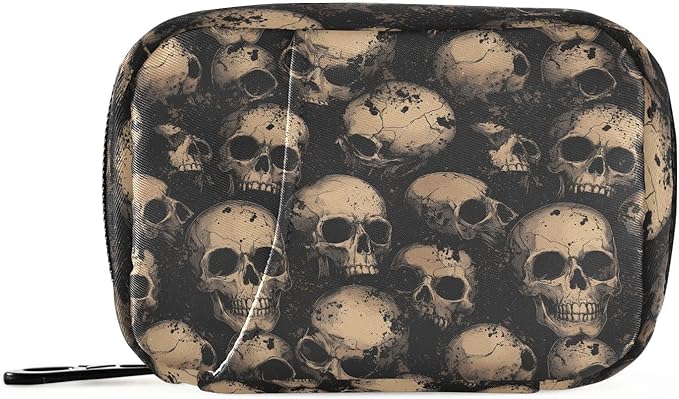 Weekly Pill Organizer Case Skull Abstract Travel Portable Pill Bag for Medicine Vitamin Large Capacity Zipper Medicine Organizer