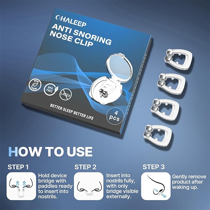 Anti Snoring Devices, Snore Stopper with Adjustable Magnet, Silicone Nose Clip Stop Snoring, Effective to Relieve Snoring, Snoring Solution for Comfortable and Quieter Sleep, Clear, M