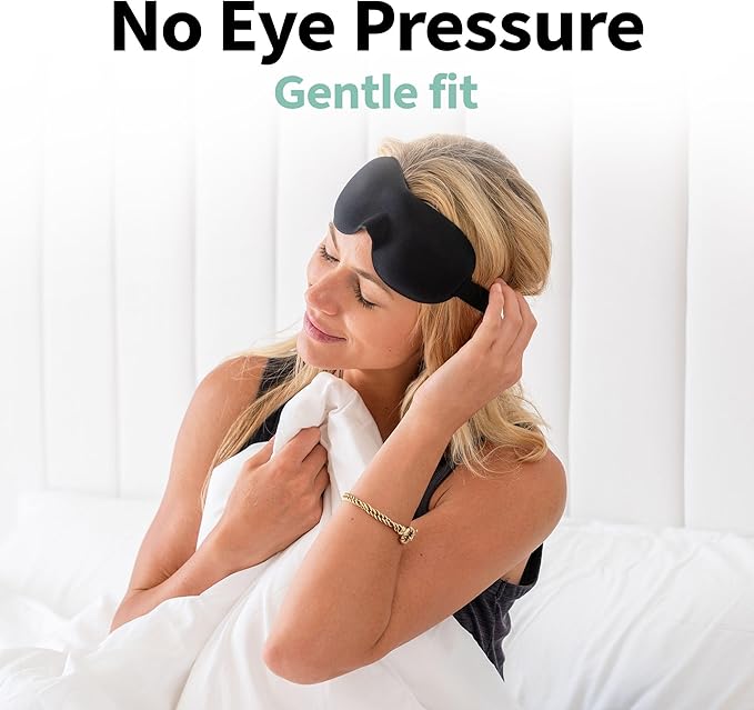 Nidra Contoured Sleep Mask for Side Sleepers – Zero Pressure Fit, Light Blocking Eye Shade for Sleeping & Travel – Pink, Standard Size