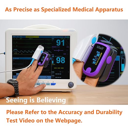 Pulse Oximeter, OLED Display Oxygen Monitor Fingertip, Blood Oxygen Saturation Monitor (SpO2) with Carrying Case, Batteries and Lanyard