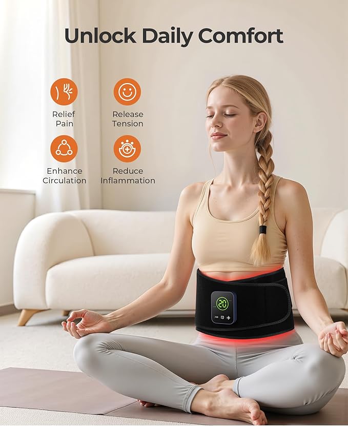 XASLA Red Light Therapy Belt, 660nm & 850nm Near Infrared Light Therapy for Body with Timer, 5000mAh Battery, Portable & Cordless, Red Light Therapy Wrap for Pain Relief, Improve Joint Inflammation