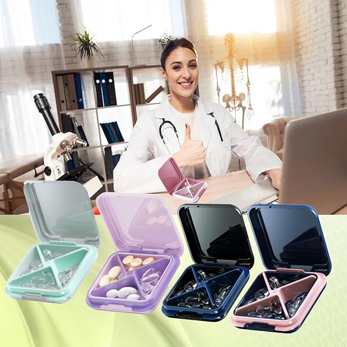 Small Pill Box, Small Pill Case Organizer Portable Daily Pill Container Medication Travel Case Pill Holder Medicine Case for Purse（Purple）
