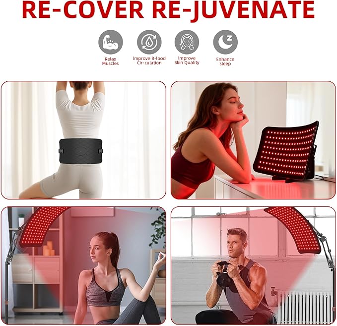Red Light Therapy for Face and Body, 4-in-1 Red Infrared Light Therapy lamp with 660nm Visible Red Light & 850nm Invisible Infrared Light with Floor Stand,Infrared Light Therapy for Body