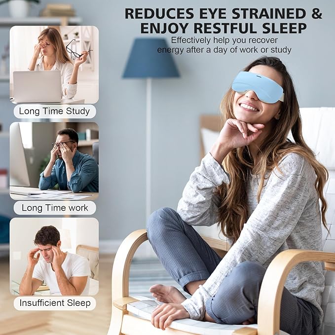 Eye Massager with Heat, Face Massager, Mask for Migraine & Headache Relief, Improved Sleep, Birthday Gifts for Mom Dad Women Men Her Him
