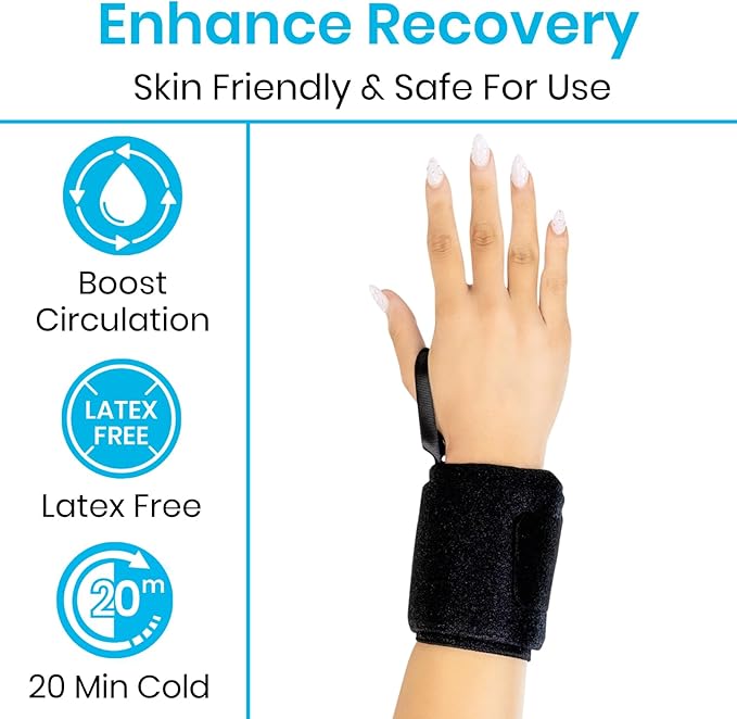 Arctic Flex Wrist Ice Pack Wrap (Pair) - Hot & Cold Gel Therapy Compress for Joint Pain Relief - Reusable Compression Sleeve Freeze & Microwavable - Support for Bruise, Swelling & Rheumatoid Arthritis