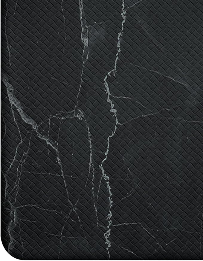 DEXI Kitchen Floor Mats Cushioned Anti Fatigue, 23x86 Large Long Standing Comfort Runner Rug Waterproof, Marble Memory Foam Padded for Front Sink Laundry, Black