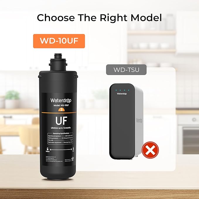 Waterdrop 10UF Under Sink Water Filter, Replacement for Waterdrop WD-TSA-UF 3-Stage Ultra-Filtration Under Sink Water Filter System, 1 Pack