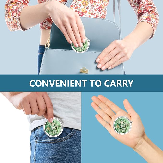 Pill Box 3 Compartment Small Pill Case,Portable for Pocket or Purse Pill Organizer Pill Container Holder to Hold Vitamins, Medication, Fish Oil and Supplements(Vase with Pink Roses)