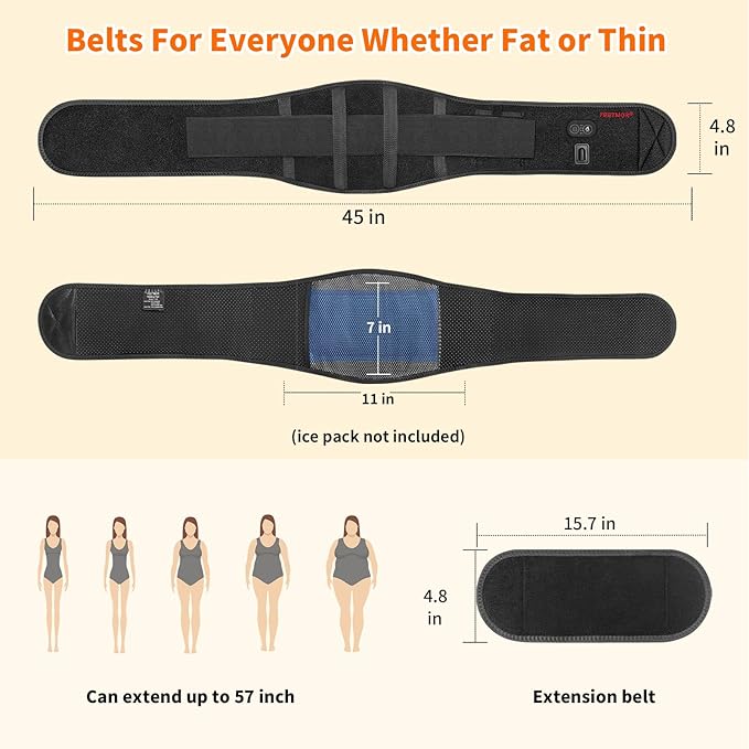 Heated Waist Belt, Cordless Heating Pad for Low Back Electrical Heating Rechargeable Battery Powered