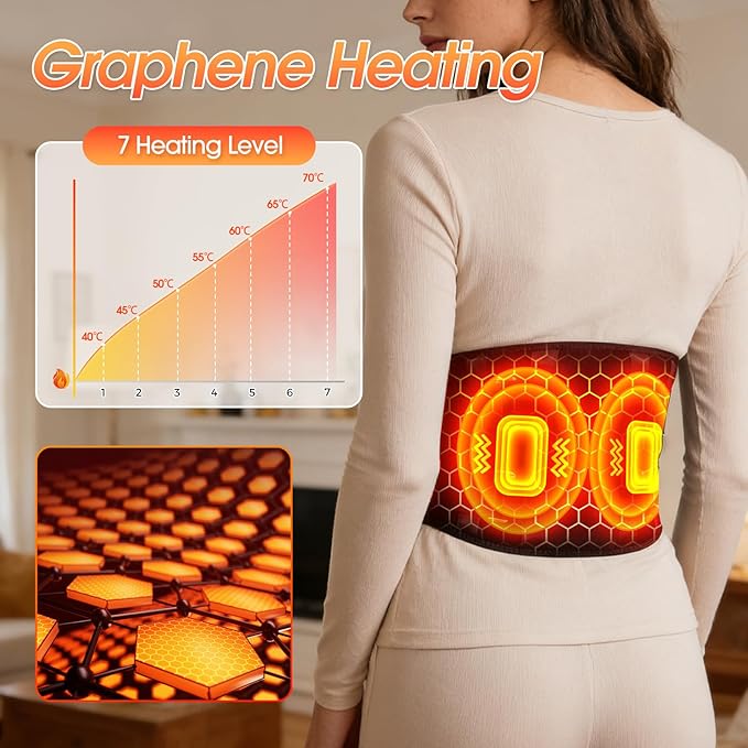 Cordless Heating Pad for Back with Massager, APP Control Portable Lower Back Massage Rechargeable with 7 Heat 7 Vibration, Heat Pad for Back Pain Relief, Gifts for Women Men Mom Dad